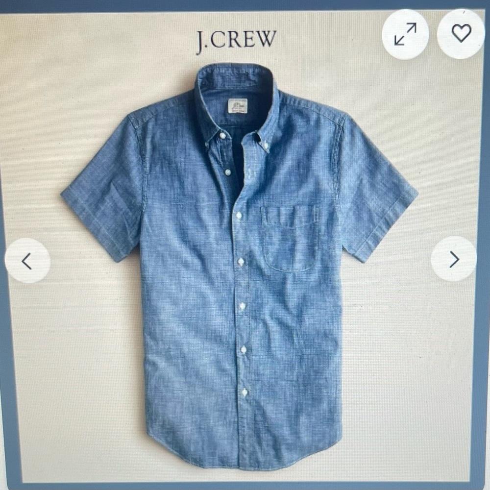 J. Crew Short-Sleeve Indigo Organic Chambray Shirt